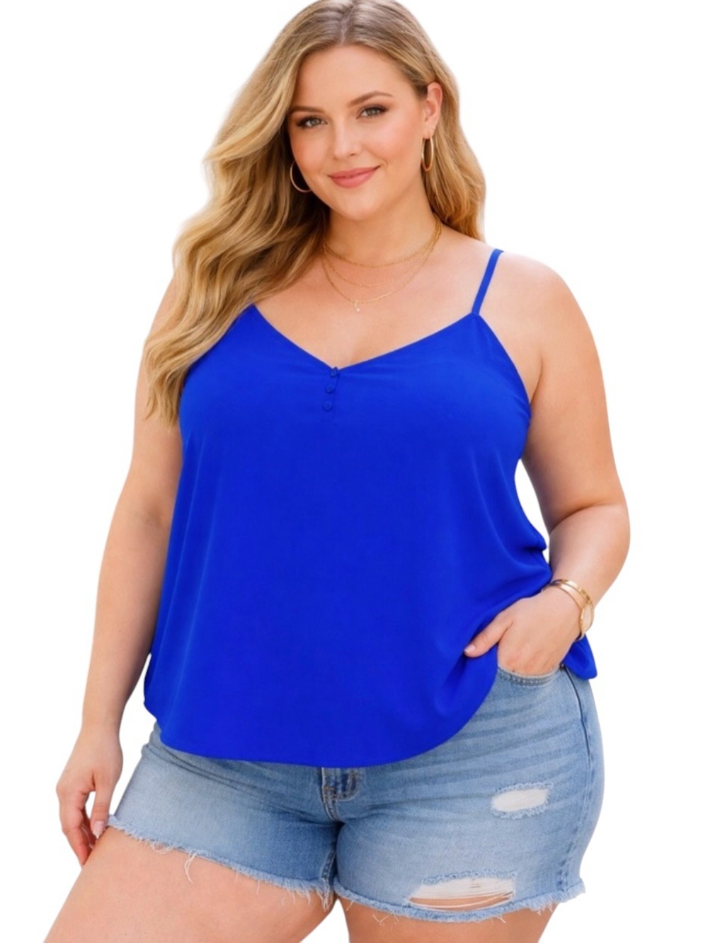 Torrid 0X Blue Double Layer Challis Cami Top